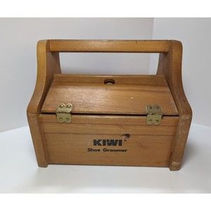 Vintage Kiwi Shoe Groomer‎ Box Shoeshine Polish Shine Care Valet Wooden Storage